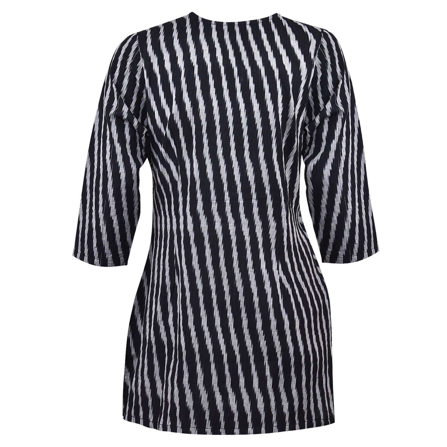 Black & White Stripes Ikat Short Kurta