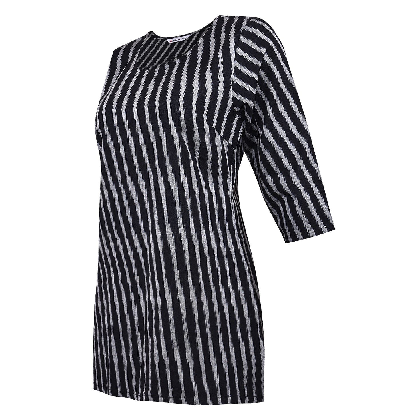 Black & White Stripes Ikat Short Kurta