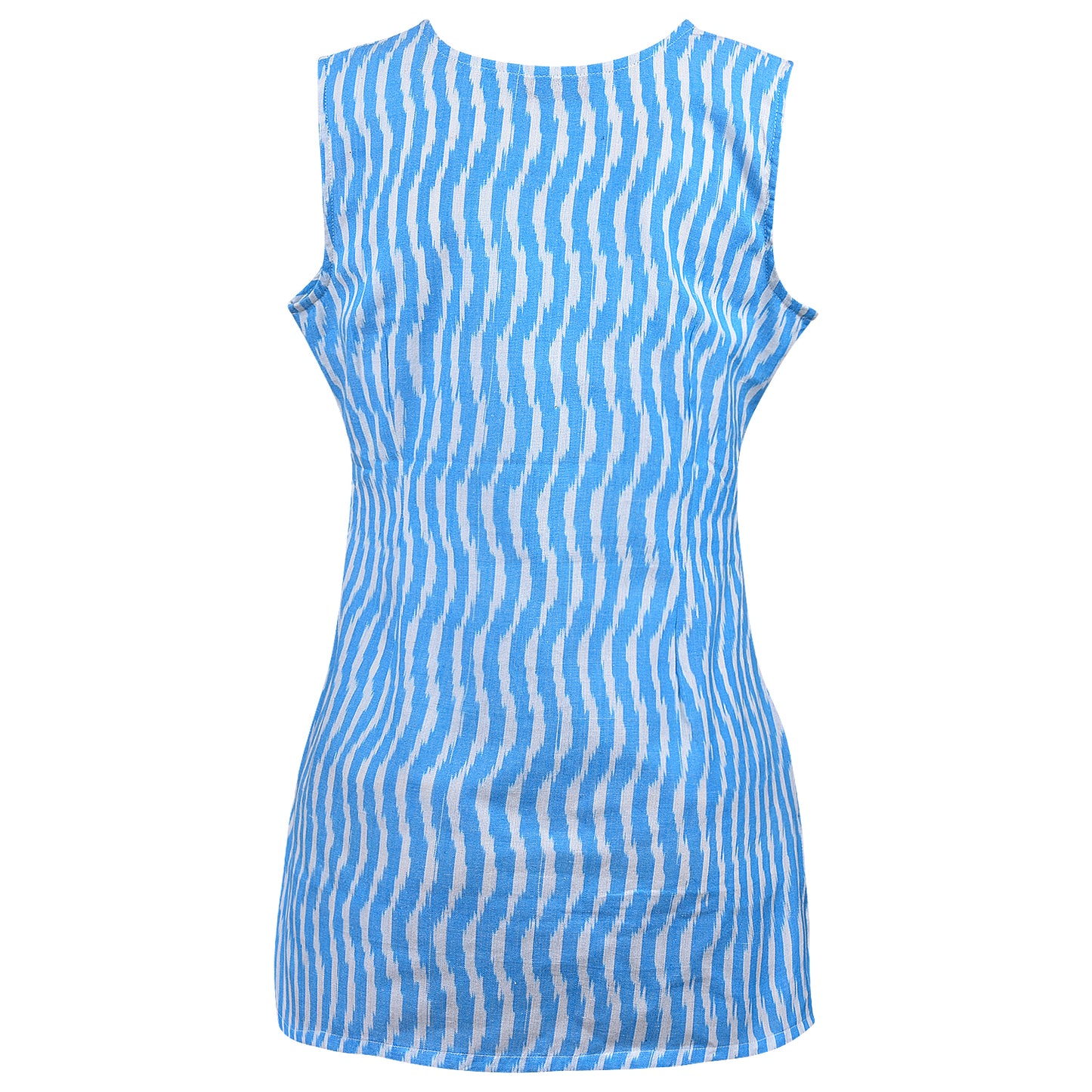 Light Blue Ikat Short Kurta (Sleeveless)
