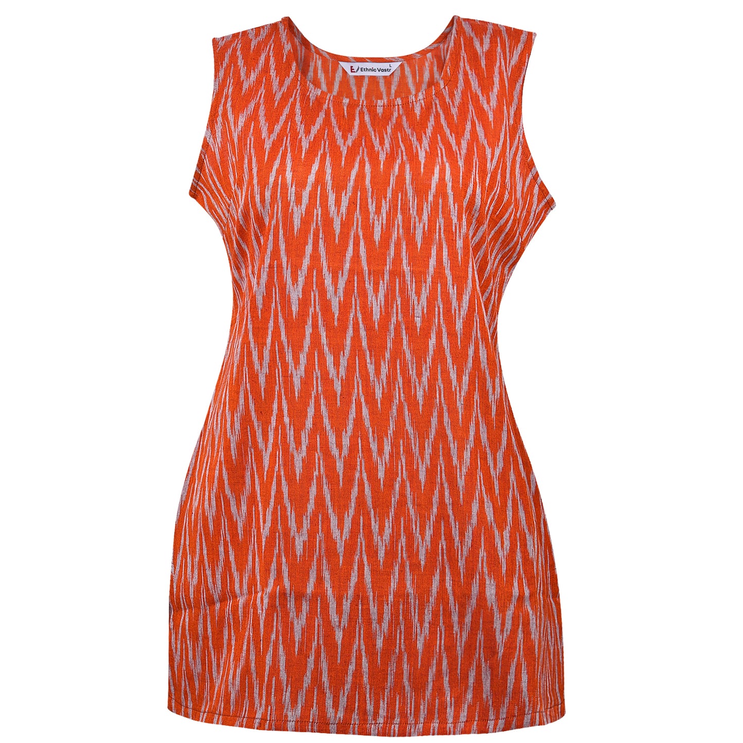 Orange Ikat Short Kurta (Sleeveless)