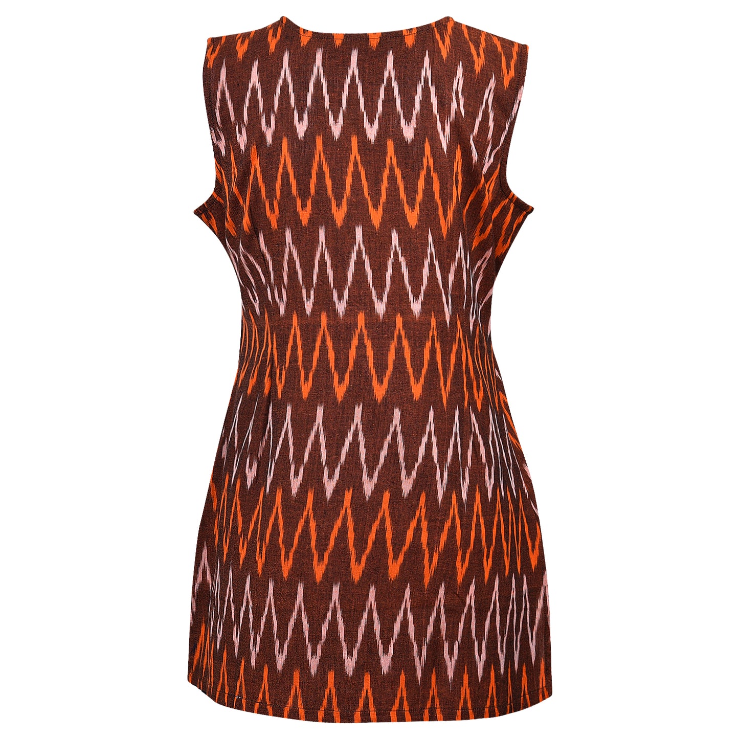 Brown Ikat Short Kurta (Sleeveless)