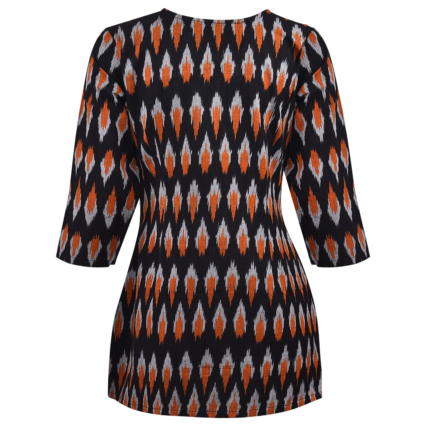 Orange & Black Ikat Short Kurta