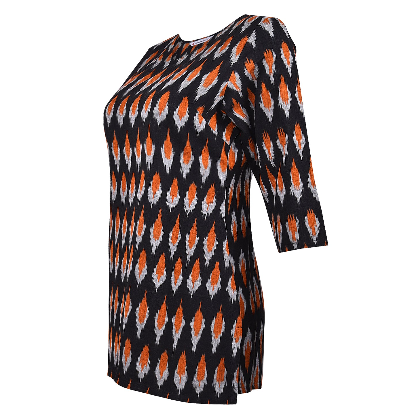 Orange & Black Ikat Short Kurta