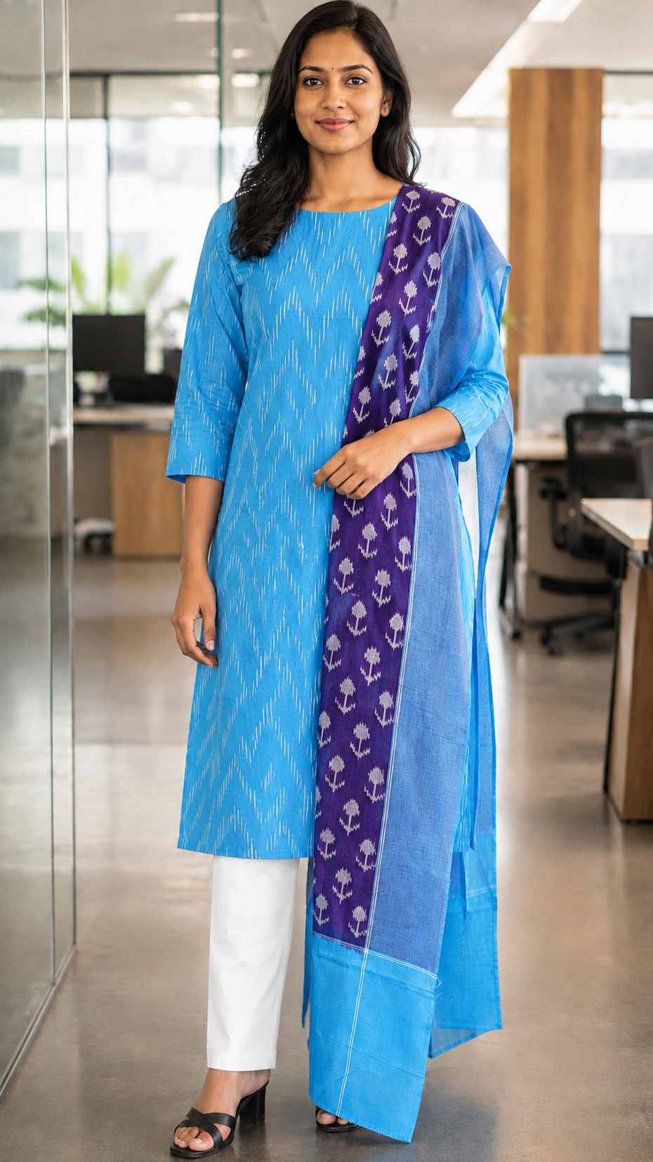 Turquoise & purple salwar Set (2 Piece)