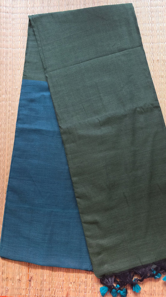 Rama Green- Dark Green Khadi Cotton Saree